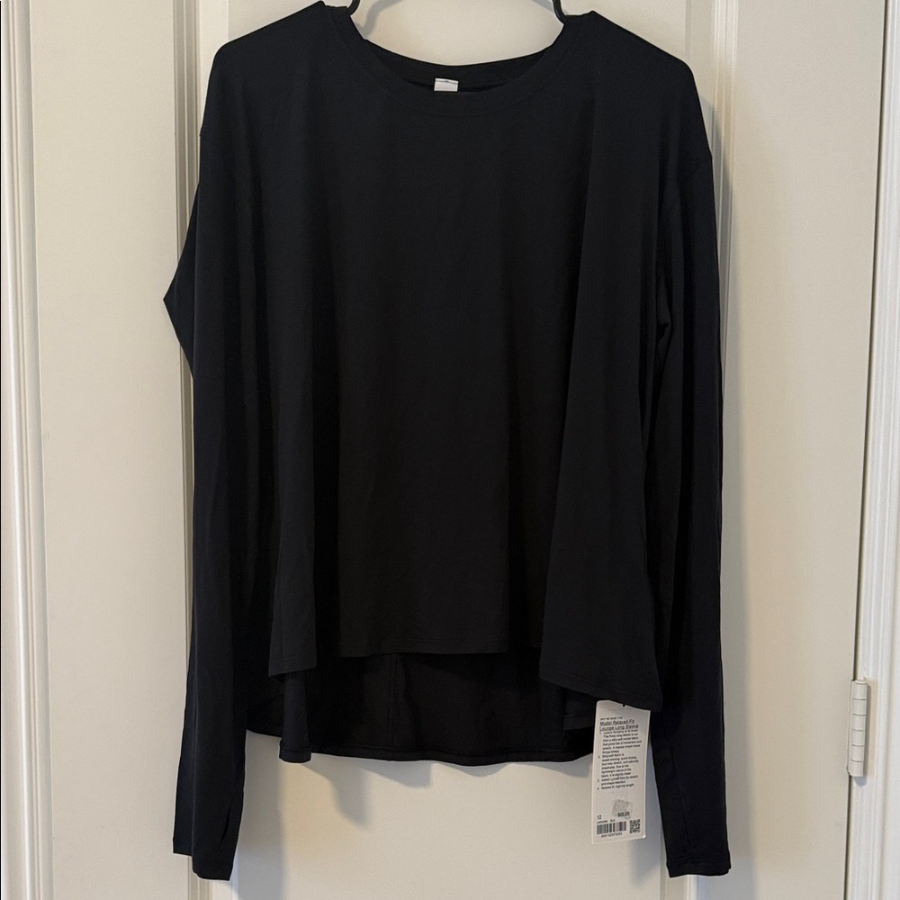lululemon athletica Black Modal Relaxed Fit Lounge Long Sleeve
